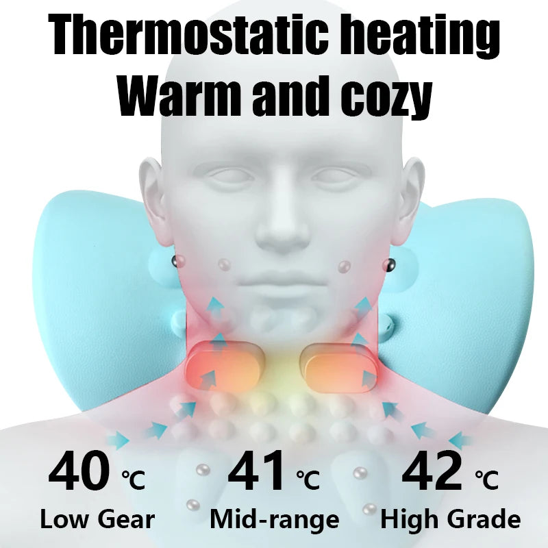 Electric Neck Traction Massager – Pulse Therapy, Heating & Chiropractic Pain Relief Pillow