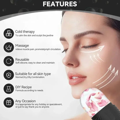 Ice Roller for Face & Eye – Silicone Ice Mold Facial Massager for Puffiness Relief and Skin Care