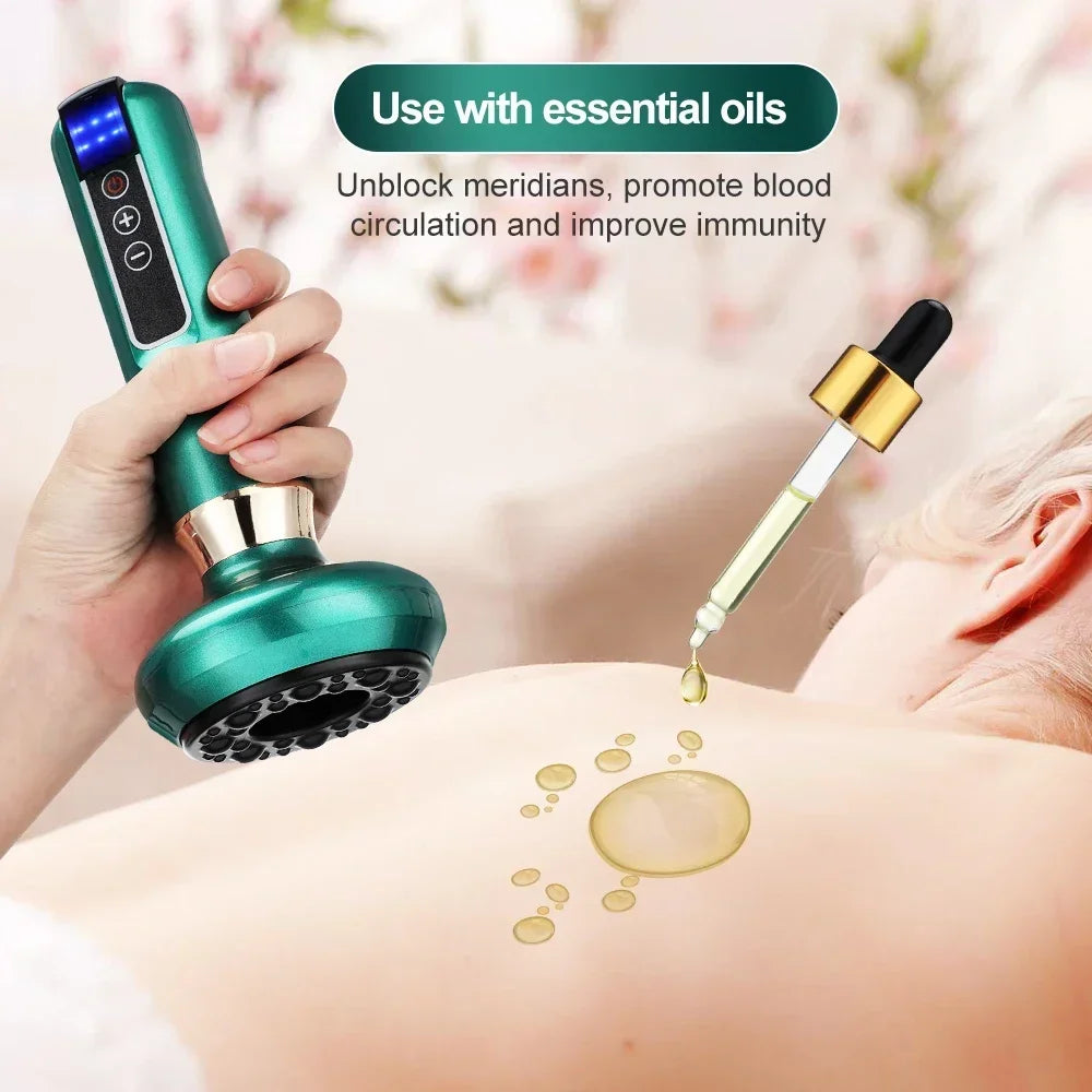 Tricolor Electric Massager GuaSha – Anti-Cellulite Vacuum Suction Cup with Infrared Heat for Slimming & Scraping Therapy
