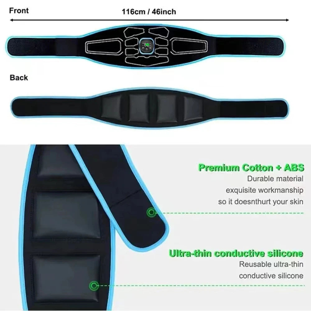 EMS Abdominal Toning Belt – Electric Muscle Stimulator & Portable Waist Trainer for Core Strength, Slimming & Body Shaping