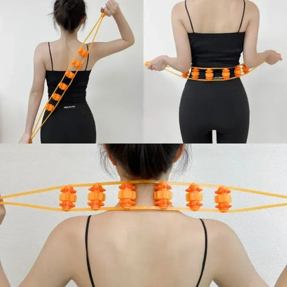 Handheld Muscle Massage Roller – Bead Pull-Back Massager for Neck, Shoulders, Back, Waist & Legs