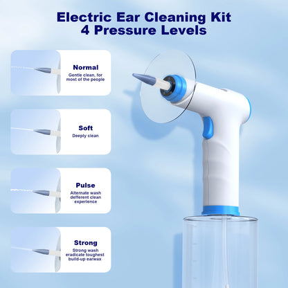 Electric Ear Wax Removal Tool – 4 Pressure Mode Ear Flush Kit for Adults & Kids, Safe Ear Canal Washer Cleaner