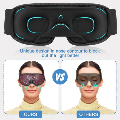 WELLVY 3D Contoured Sleep Mask – 100% Light Blocking, Ultra-Soft, Breathable Eye Mask for Deep Sleep, Travel & Relaxation