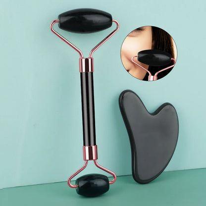 End Gua Sha Massage Roller and Facial Skin Lifting Scraper – Anti-Wrinkle Beeswax Stone Massager