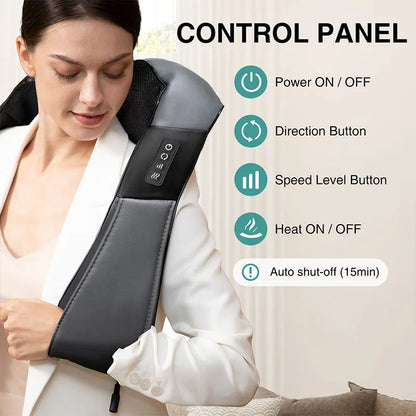 RelaxEase™ Shiatsu Neck & Back Massager with Soothing Heat – Electric Deep Tissue 3D Kneading for Shoulder, Leg & Body Relief