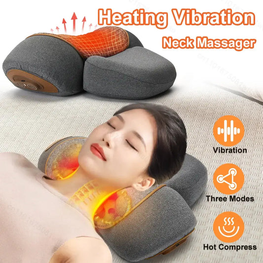CerviRelax Pro™ 3-in-1 Electric Neck Massager Pillow – Cervical Traction, Vibration & Heat Therapy for Pain Relief