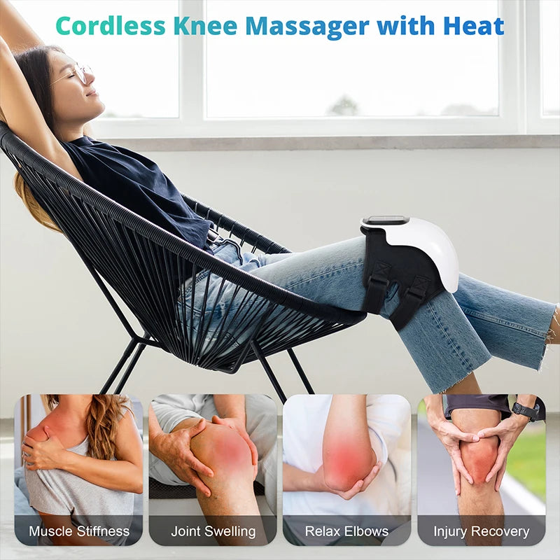 KneeZen™ Wireless Heated Knee Massager – Deep-Kneading Vibration & Hot-Compress Therapy for Joint Pain Relief
