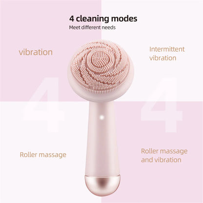 Electric Silicone Facial Cleansing Brush – Waterproof Rechargeable Vibrating Face Massager & Pore Cleaning Beauty Tool