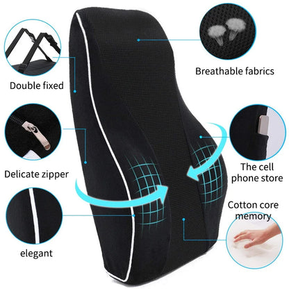 Memory Foam Car Seat Cushion – Non-Slip Lumbar Support Pad for Office & Gaming Chairs
