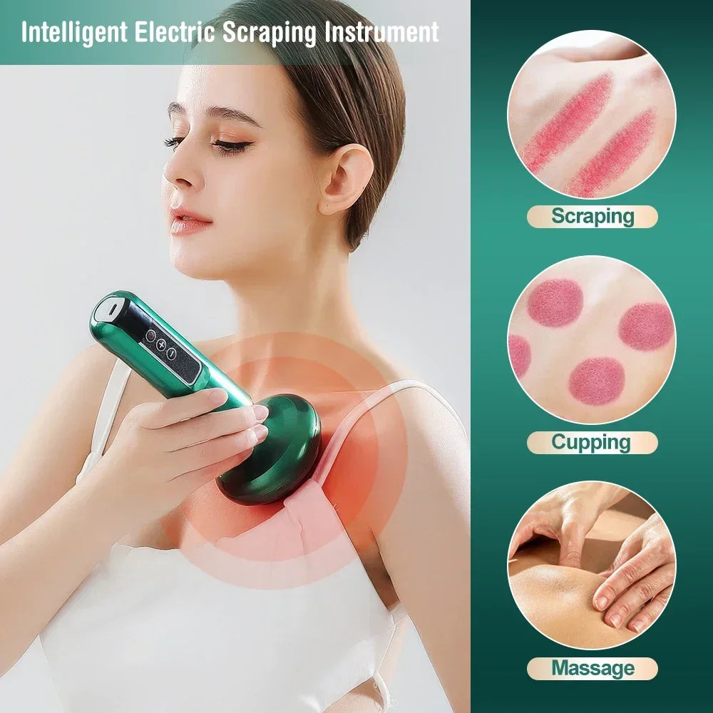 Tricolor Electric Massager GuaSha – Anti-Cellulite Vacuum Suction Cup with Infrared Heat for Slimming & Scraping Therapy