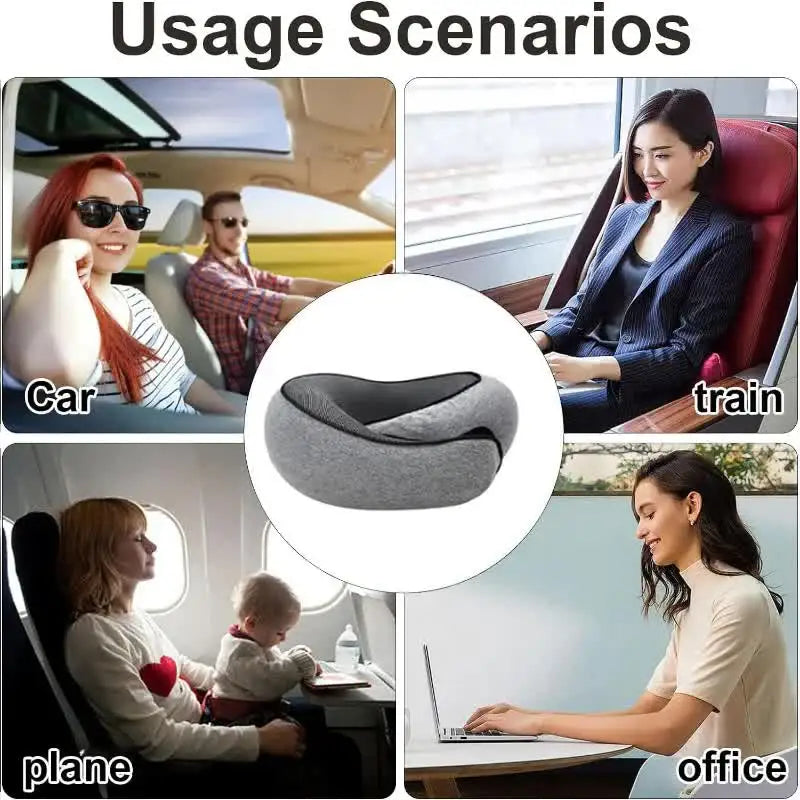 Memory Foam Travel Neck Pillow – U-Shaped Snail Design for Adjustable Support