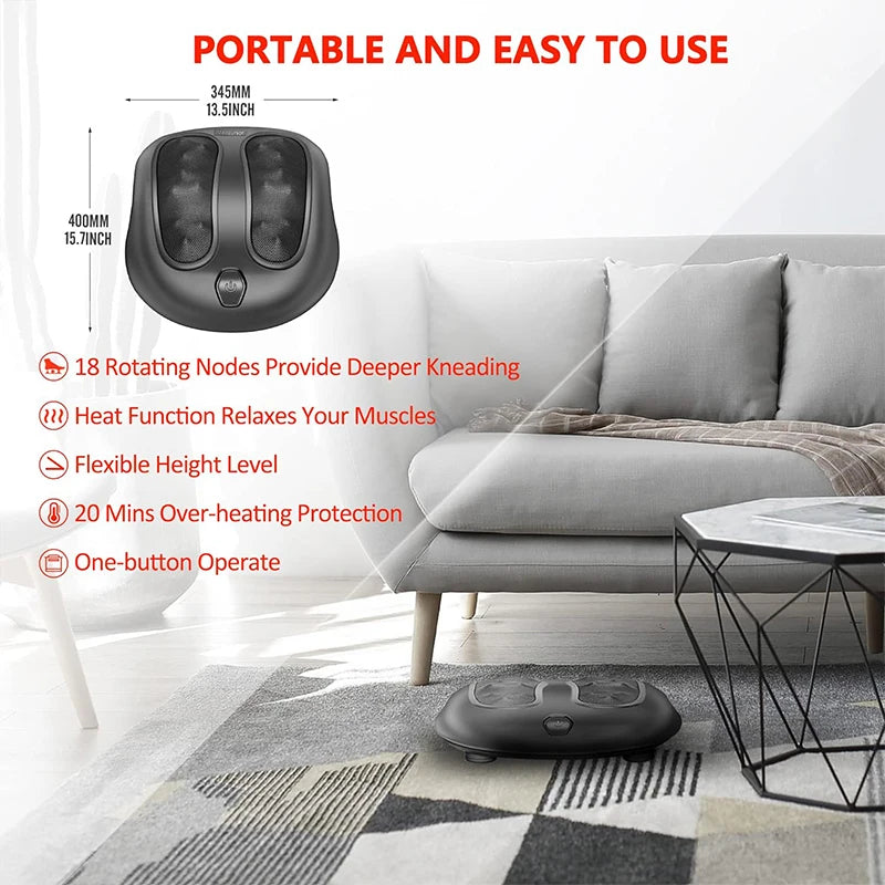 FootZen™ Heated Shiatsu Foot Massager – Deep Kneading Electric Therapy for Heel & Sole Relief