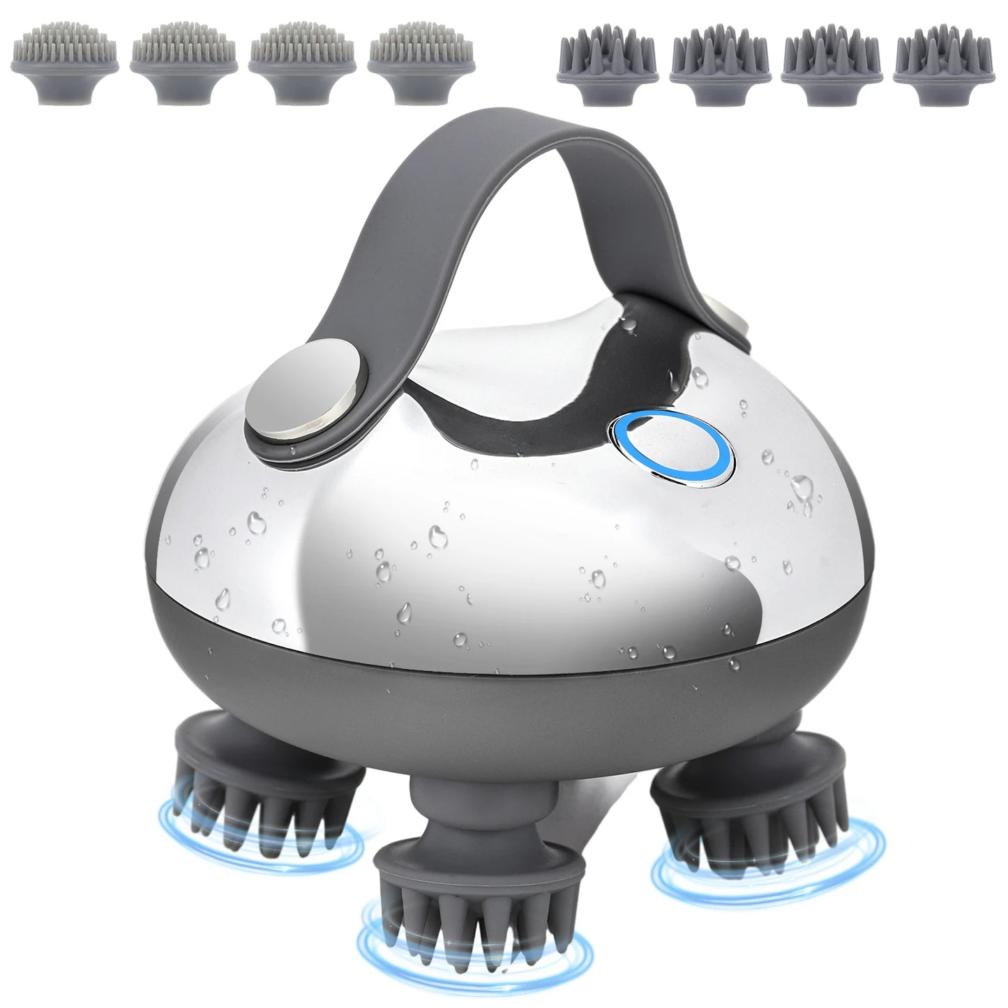 ScalpZen™ Electric Scalp Massager – 8 Silicone Massage Heads, Deep-Kneading & 3-Mode Therapy for Hair Growth, Stress Relief & Relaxation