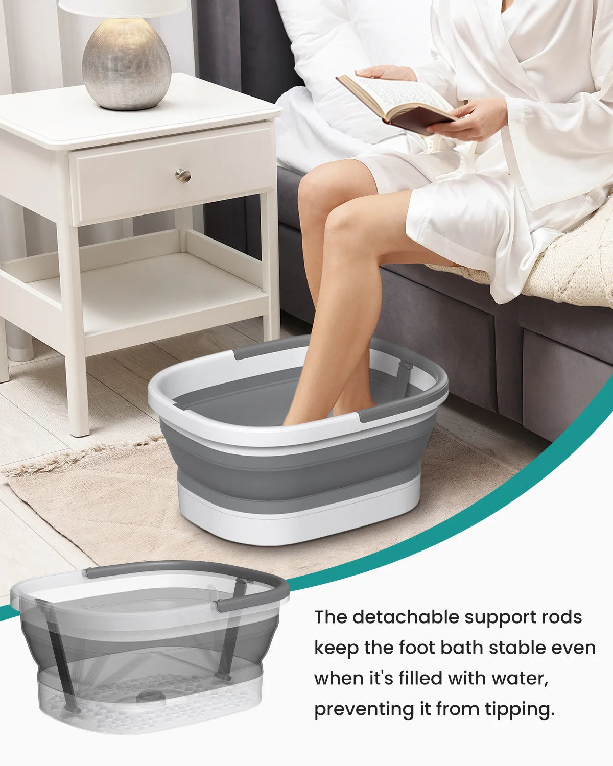 SoleRelax™ Collapsible Foot Spa Soaker – 138 Acupressure Nodes & Pumice Stone Portable Foot Tub for Relaxation & Pedicure