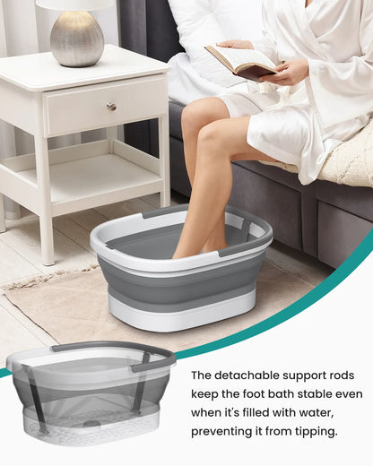 SoleRelax™ Collapsible Foot Spa Soaker – 138 Acupressure Nodes & Pumice Stone Portable Foot Tub for Relaxation & Pedicure