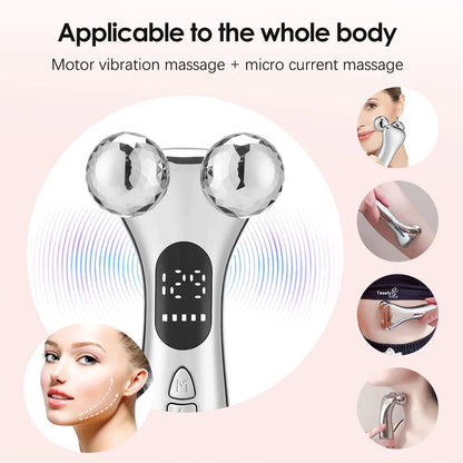 Electric Facial Microcurrent Beauty Device with LED Display – Face Lifting Roller Massager for Skin Tightening – Best Gift for Mom and Skincare Lovers