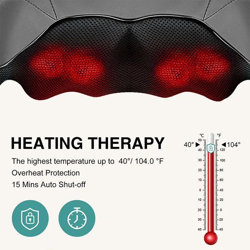 RelaxEase™ Shiatsu Neck & Back Massager with Soothing Heat – Electric Deep Tissue 3D Kneading for Shoulder, Leg & Body Relief