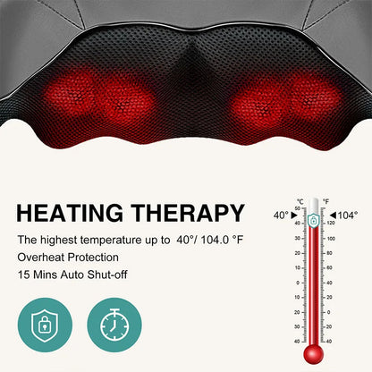 RelaxEase™ Shiatsu Neck & Back Massager with Soothing Heat – Electric Deep Tissue 3D Kneading for Shoulder, Leg & Body Relief