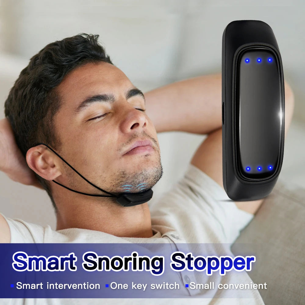 EMS Anti Snoring Device — Portable USB Rechargeable Stop Snore Aid for Comfortable Sleep & Sleep Apnea Relief