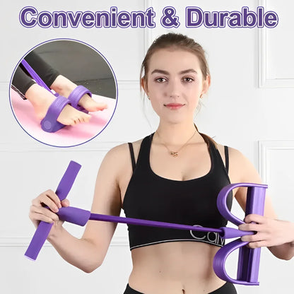 4-Tube Multi-Function Resistance Band – Yoga & Fitness Tension Rope for Sit-Up & Ab Strength