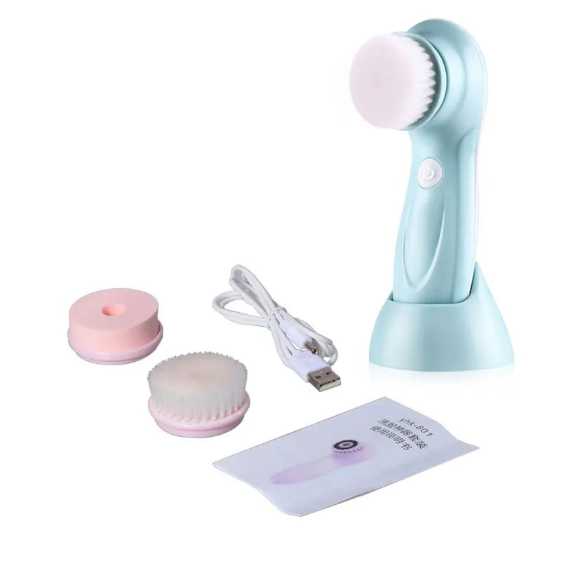 3 in 1 Electric Facial Cleansing Brush – Rechargeable Face Wash Machine, Skin Care Massager & Blackhead Cleaning Device