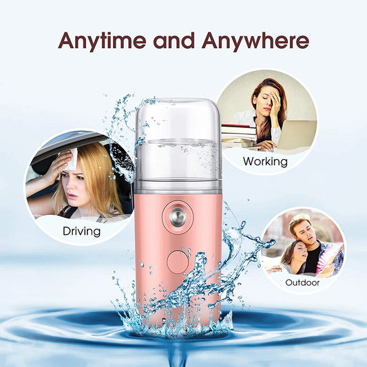 30ml Mini Facial Steamer – Portable Rechargeable Nano Mist Sprayer, Wireless Cool Mist Hydrator for Skin Care & Hydration
