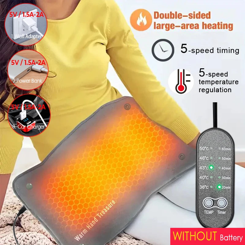 Graphene Quick-Heating Pad – Adjustable Temp & Timer, USB-Powered for Instant Comfort