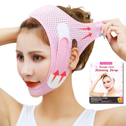 Double Chin Reducer – V Line Face Slimming Strap, Jawline Lifting Belt & Anti-Wrinkle V Shaped Mask
