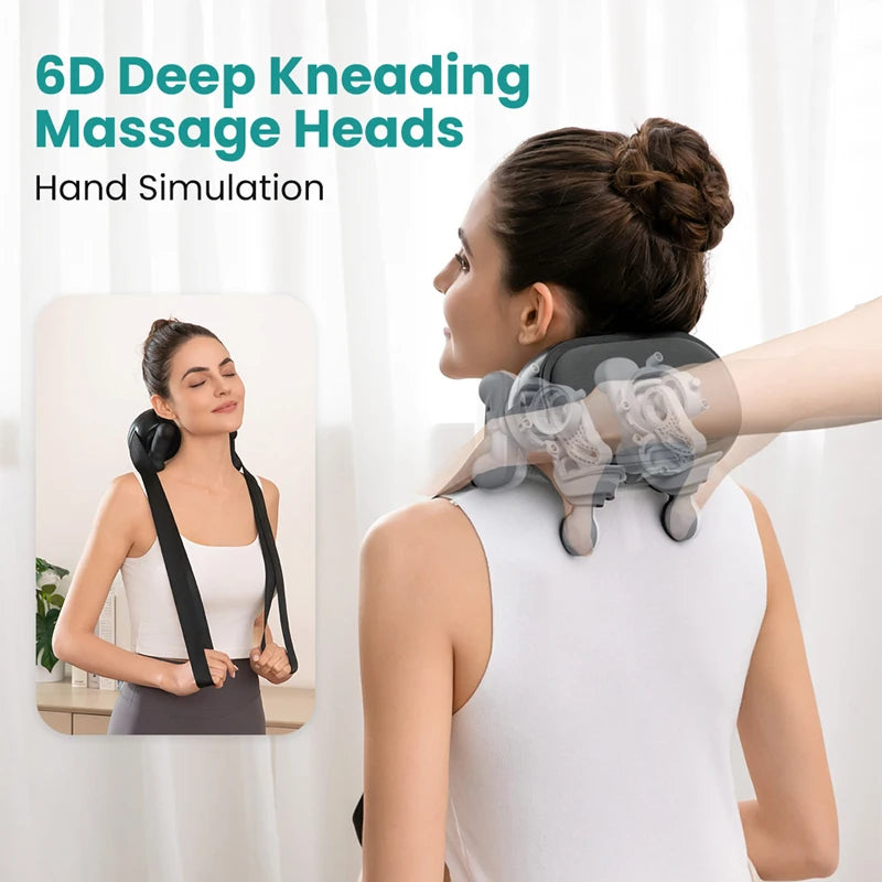 RelaxWave™ Cordless Shiatsu Neck & Shoulder Massager with Heat – Electric Deep-Tissue 6D Kneading for Neck, Back & Shoulder Relief