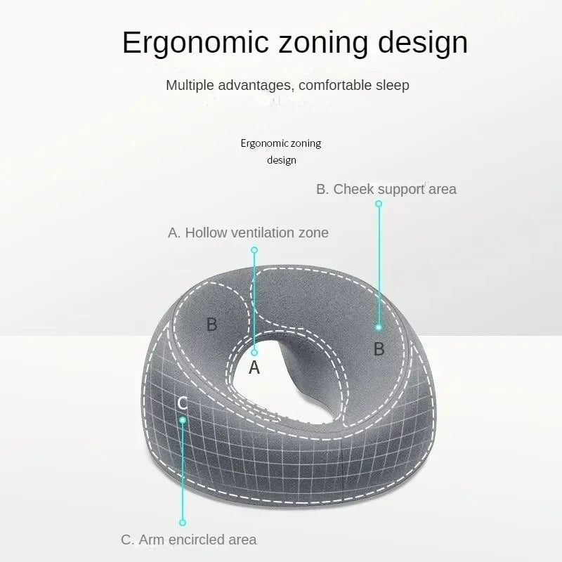 Ergonomic Lying Down Pillow – Memory Foam Face Rest Support for Massage, Spa, and Beauty Treatments