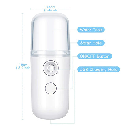 30ml Mini Facial Steamer – Portable Rechargeable Nano Mist Sprayer, Wireless Cool Mist Hydrator for Skin Care & Hydration