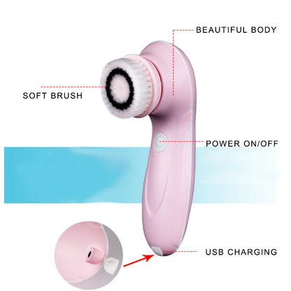 3 in 1 Electric Facial Cleansing Brush – Rechargeable Face Wash Machine, Skin Care Massager & Blackhead Cleaning Device