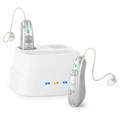 Rechargeable Digital Hearing Aid – Behind the Ear Sound Amplifier with Noise Cancelling & USB Charging Case for Elderly Deaf Care