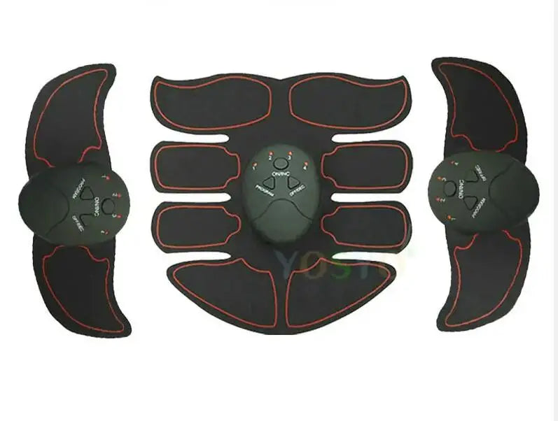 Zorelie.co abs stimulator for fast muscle toning with multiple black and red electrode pads for abdominal and arm muscles
