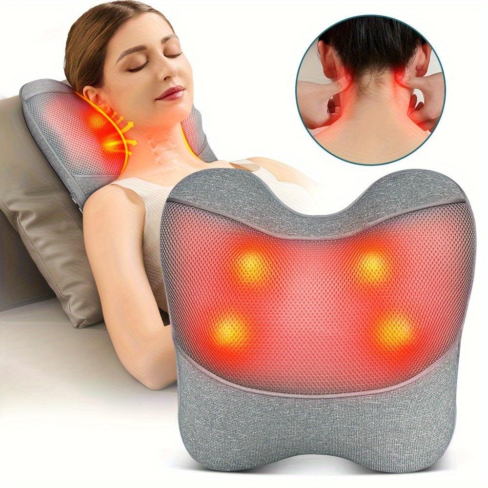 Zorelie adjustable heated massage pad in gray offering neck and back pain relief with glowing heat nodes