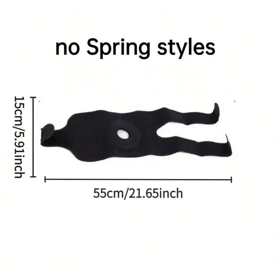 Black adjustable knee brace for pain relief measuring 55cm by 15cm without spring styles