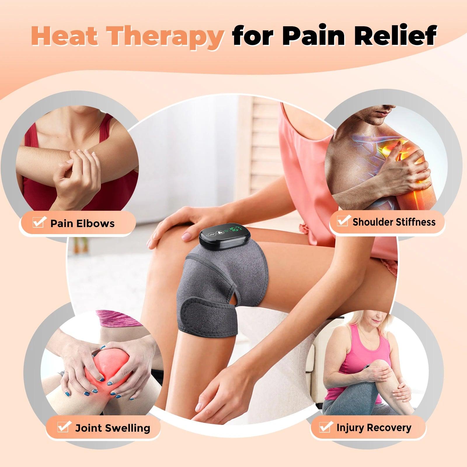 Zorelie advanced heat therapy device applied on knee for pain relief from elbow pain shoulder stiffness joint swelling and injury recovery