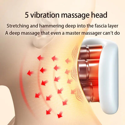 Zorelie advanced neck massager for pain relief with 5 vibration massage heads targeting deep fascia