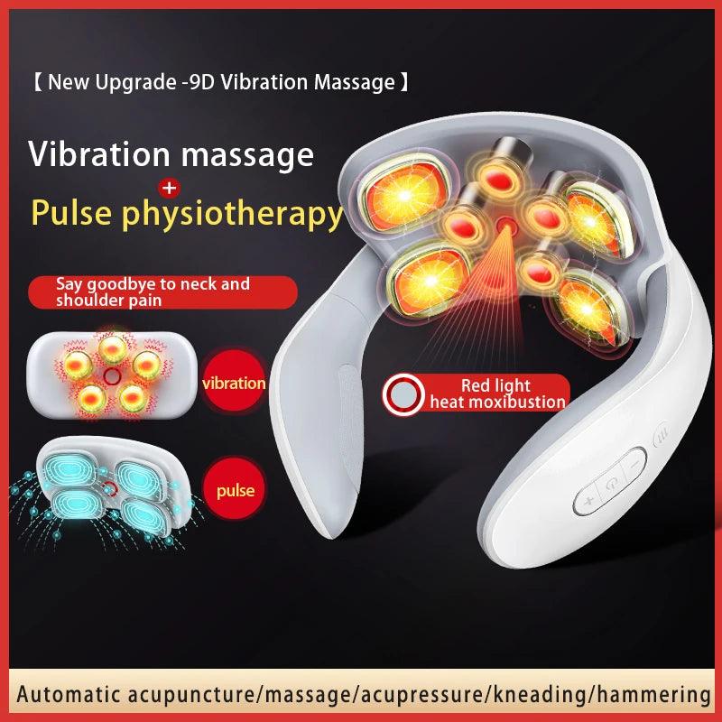 Zorelie advanced neck massager for pain relief with 9D vibration massage and pulse physiotherapy technology