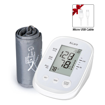 Zorelie.co automatic upper arm blood pressure monitor with digital display and gray cuff