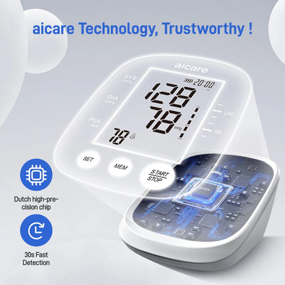 aicare automatic upper arm blood pressure monitor with digital display and fast detection technology
