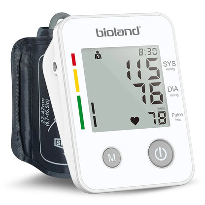 Bioland automatic upper arm blood pressure monitor with digital display and adjustable cuff