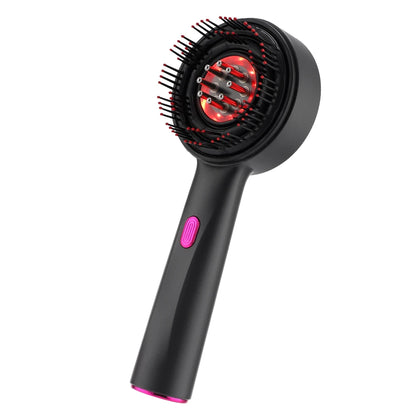 Zorelie.co black handheld scalp massager for hair growth with red LED light and soft bristles