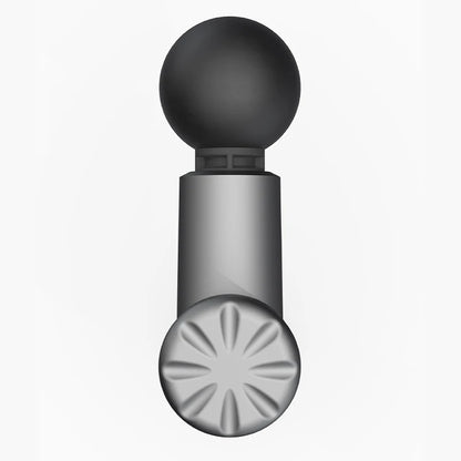 Zorelie.co portable percussion massage gun with round black massage head and ergonomic handle