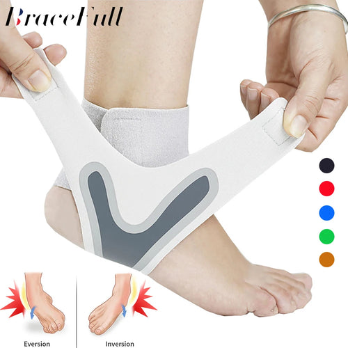 Adjustable compression ankle sleeve in white worn on foot for support and pain relief by Zorelie.co