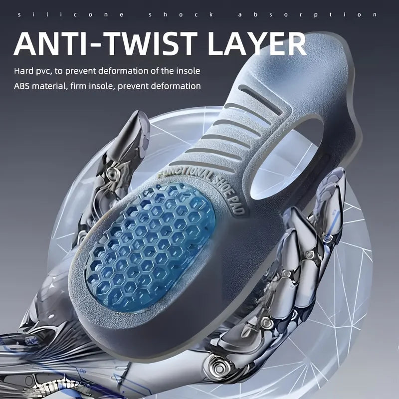 Breathable sports shoe insoles with anti-twist layer and silicone shock absorption by Zorelie.co