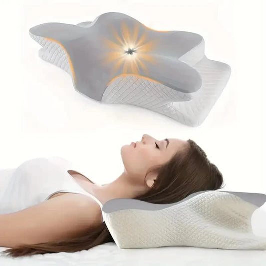Zorelie.co butterfly memory foam cervical pillow supporting neck and head for comfortable sleep