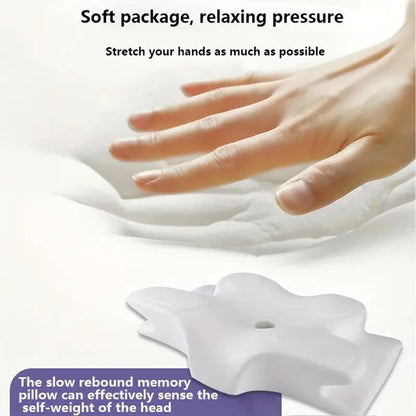 Butterfly memory foam cervical pillow showing soft pressure and slow rebound memory foam cushioning