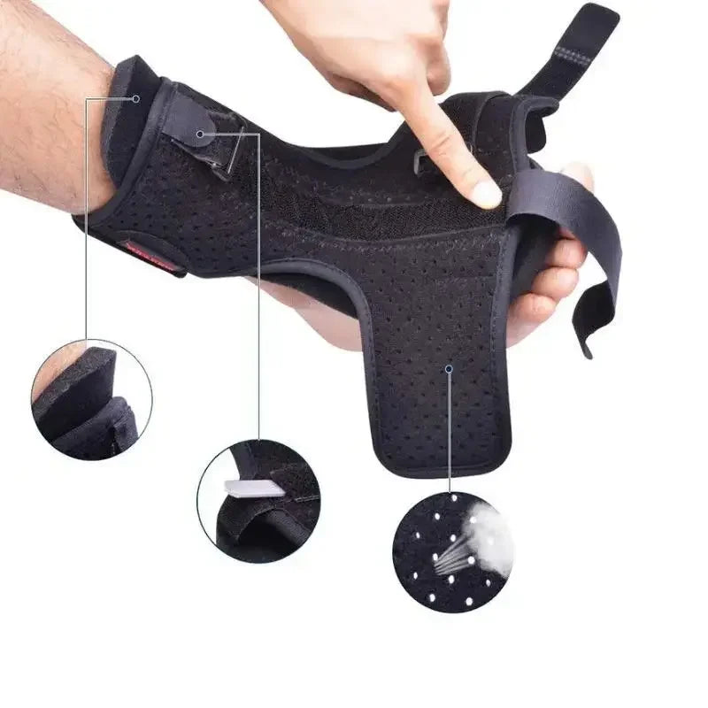 Zorelie.co black breathable plantar fasciitis night splint with adjustable straps for foot support
