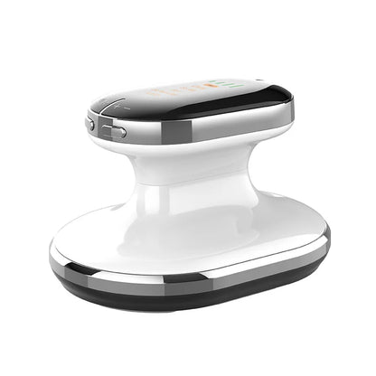 Zorelie.co cordless electric cellulite massager with sleek white and silver design for easy handheld use